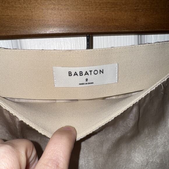 Aritzia Babaton Women’s Midi Satin Slip Skirt Slit Size 2 Denude - Picture 3 of 6